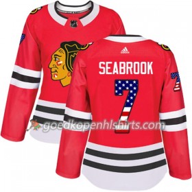 Chicago Blackhawks Brent Seabrook 7 Adidas 2017-2018 Rood USA Flag Fashion Authentic Shirt - Dames